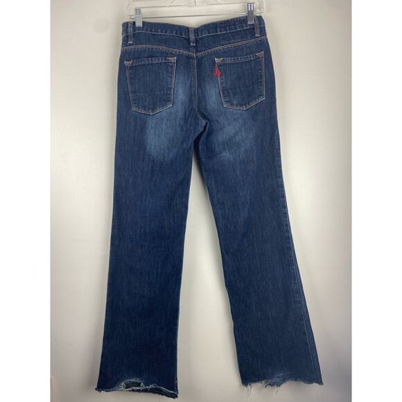 Volcom Jeans Bootcut Dark Wash Distressed Raw Hem Size 28x30 (1183) - Picture 7 of 11